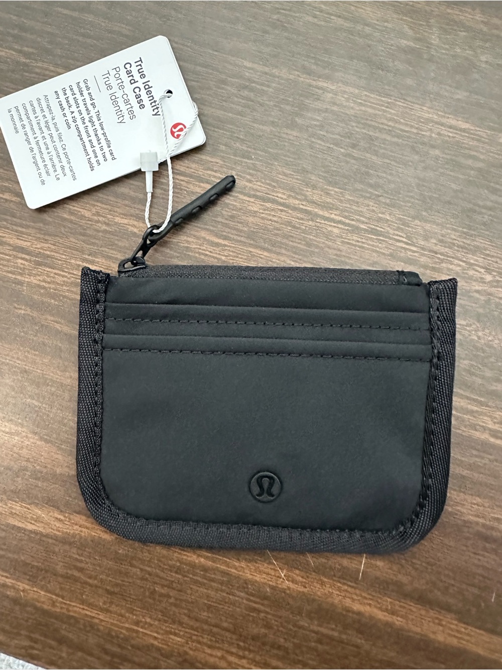 lululemon athletica Black Slim Zip Card Wallet